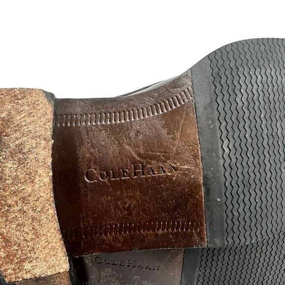 Cole Haan Mens Ankle Boots Black Leather Lace Up Round Moc Toe Chukka 8.5 M - Picture 3 of 10